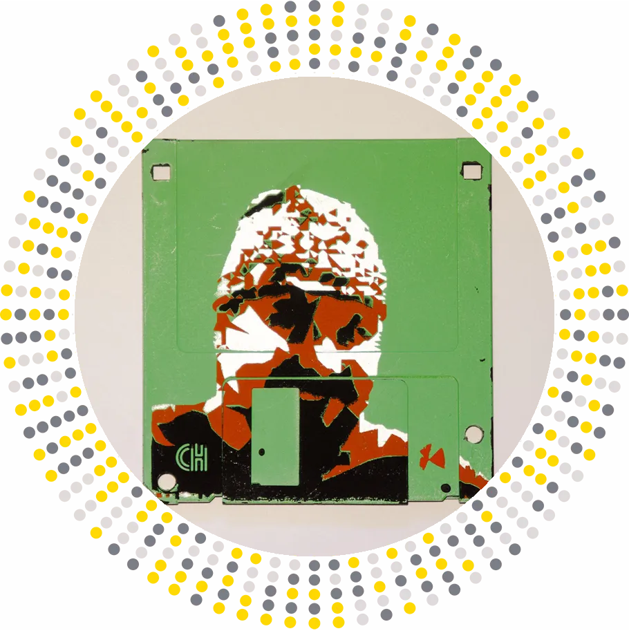 silk screened 3.5" floppy disk - artwork - Pekka II