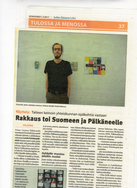 Article at Sydän-Hämeen Lehti about Dominik Jais Article at Sydän-Hämeen Lehti about Dominik Jais