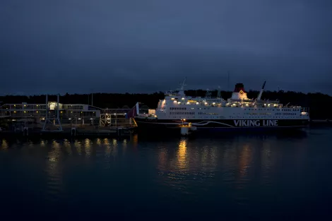 A ferry at the port of Maarianhamina during night A ferry at the port of Maarianhamina during night