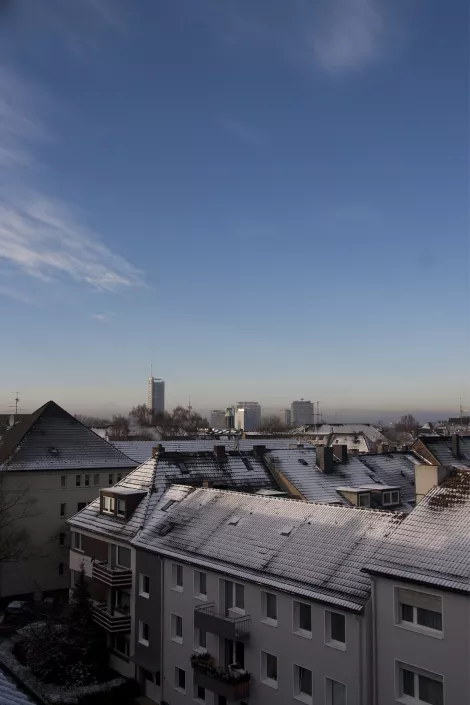 Winter in Essen, Germany. RWE Tower in the back Winter in Essen, Germany. RWE Tower in the back