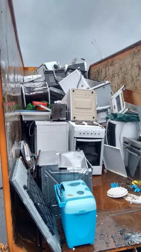 Electronic waste at a recycling facility in Germany Electronic waste at a recycling facility in Germany