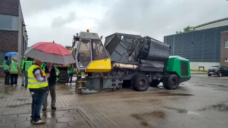 A special waste truck at a composting plant A special waste truck at a composting plant